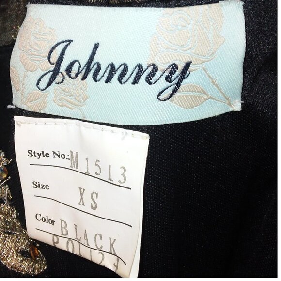 BLACK AND GOLD CRYSTAL EMBELLISHED SLEEVELESS EVENING GOWN PARTY DRESS - Picture 7 of 9